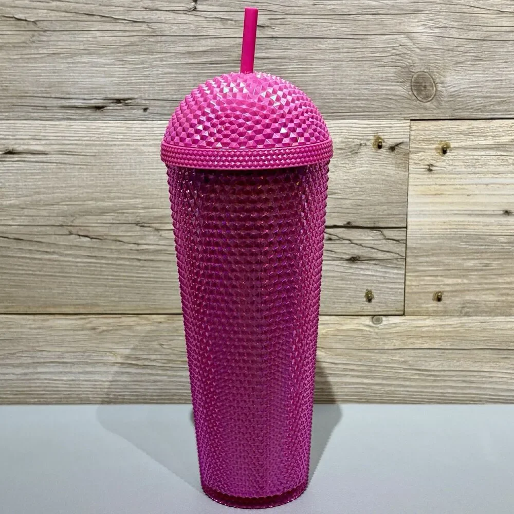 Starbucks 2025 Cold Cup Tumbler Iridescent Pink Domed Studded 24 fl. oz Venti